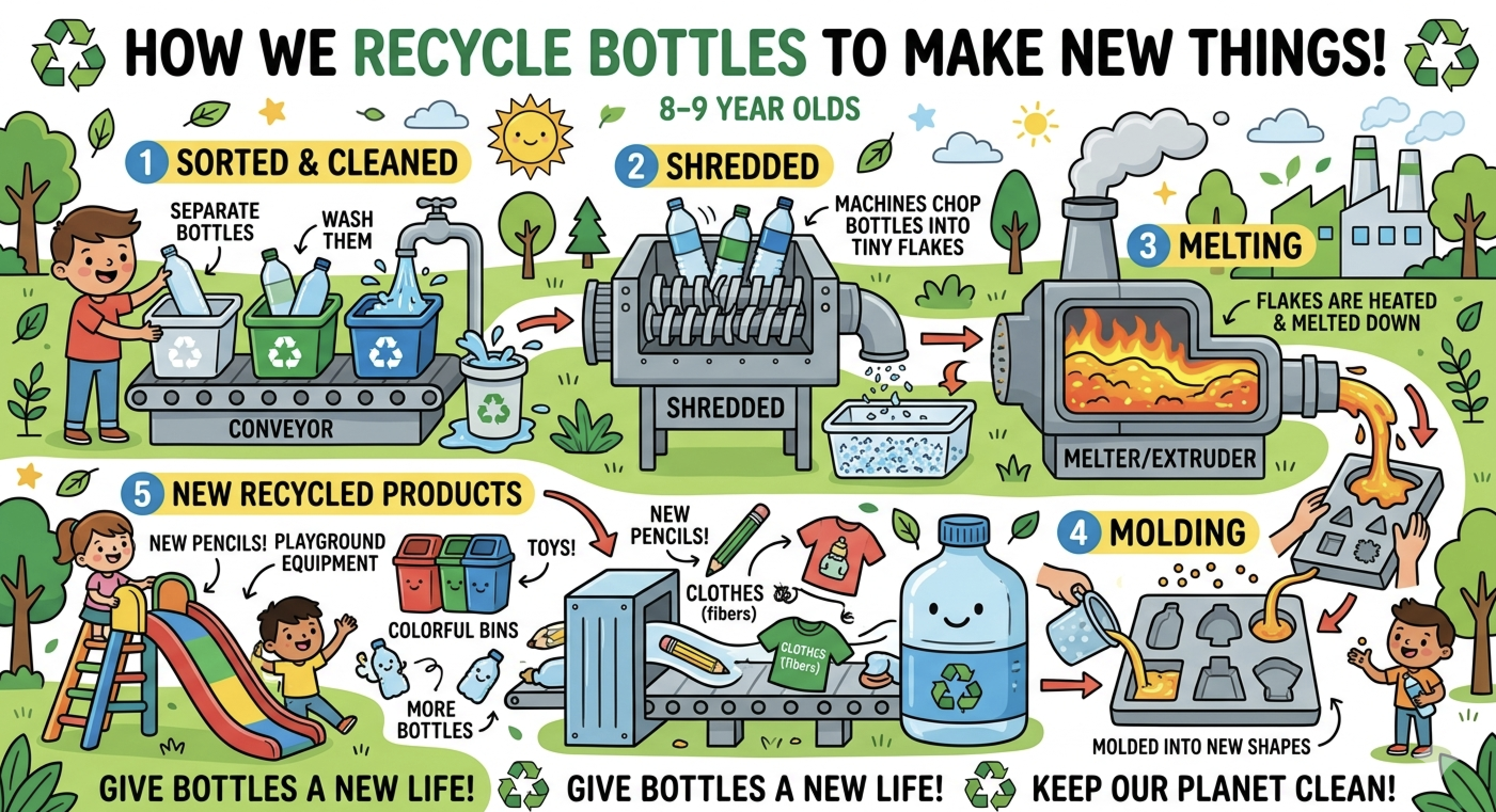 Preview of the bottle recycling into new things infographic